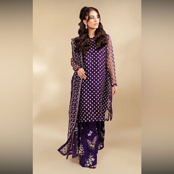 NUREH PAKISTANI DESIGNER FARSHI TINY TWINKLES WILD BEAUTY DRESS 3 PIECE - Picture 6 of 16